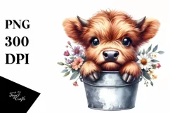 Cute Cow with Flowers, Transparent PNG Product Image 1