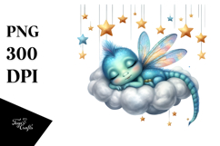 Baby Dragonfly Sleeping on Cloud PNG Product Image 1