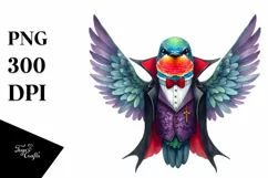 Colorful Hummingbird Vampire Watercolor | Sublimation Product Image 1
