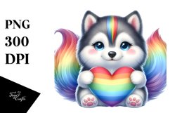 Rainbow Siberian Husky PNG Product Image 1
