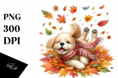 Colorful Whimsical Dog Tumbling in Autumn Product Image 1