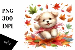 Colorful Whimsical Dog Tumbling in Autumn Product Image 1