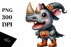 Watercolor Rhino Halloween Clipart Product Image 3