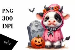 Cute Baby Cow Dressed for Halloween | Sublimation | Clipart Product Image 1