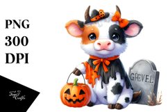 Cute Baby Cow Dressed for Halloween | Sublimation | Clipart Product Image 1