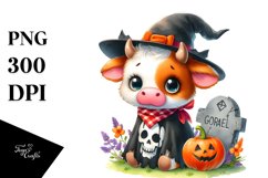Cute Baby Cow Dressed for Halloween | Sublimation | Clipart Product Image 3