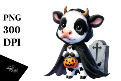 Cute Baby Cow Dressed for Halloween | Sublimation | Clipart Product Image 1