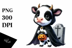 Cute Baby Cow Dressed for Halloween | Sublimation | Clipart Product Image 1