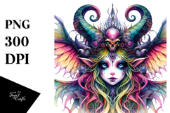 Vibrant Watercolor Gothic Fairy PNG Product Image 1