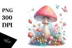 Magical Mushroom Watercolor Splash PNG Product Image 3