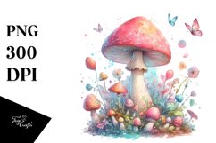 Magical Mushroom Watercolor Splash PNG Product Image 1