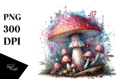Pastel Mushroom with Watercolor Splash PNG Product Image 1