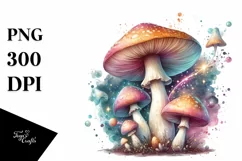 Pastel Mushroom with Watercolor Splash PNG Product Image 3