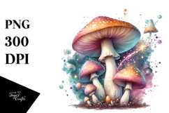 Pastel Mushroom with Watercolor Splash PNG Product Image 1