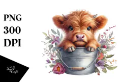 Cute Baby Highland Cow PNG Product Image 1