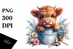 Cute Baby Highland Cow PNG Product Image 1