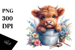 Cute Baby Highland Cow PNG Product Image 1