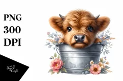 Cute Baby Highland Cow PNG Product Image 3