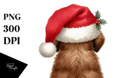 Cute Watercolor Chesapeake Bay Retriever with Santa Hat Product Image 1