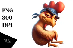 Exaggerated Cartoon Chicken with Bandana PNG Product Image 1