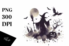 Vintage Halloween with Warlock, Sublimation Clipart Product Image 3