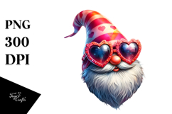 Valentines Gnome with Heart Sunglasses PNG Product Image 1