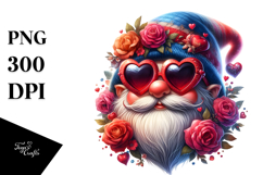 Valentines Gnome with Heart Sunglasses PNG Product Image 1