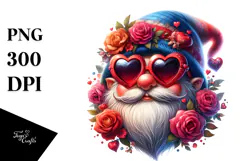 Valentines Gnome with Heart Sunglasses PNG Product Image 1