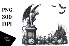 Vintage Halloween with Gargoyle, Sublimation Clipart Product Image 3