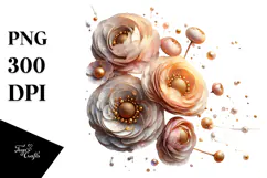 Shiny Ranunculus, Watercolor PNG Product Image 1