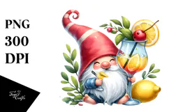 Whimsical Gnome with Cocktail PNG Product Image 1