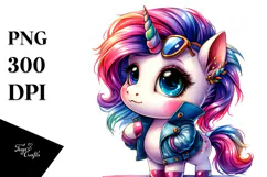 Cute Unicorn with Cool Haircut PNG Product Image 1