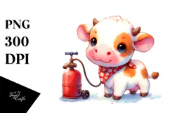 Vibrant Baby Cow with Pumpkin | Sublimation | Clipart Product Image 1