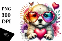 Puppy with Heart Sunglasses PNG Product Image 1