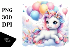 Colorful Baby Unicorn PNG Product Image 1
