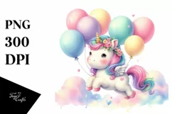 Colorful Baby Unicorn PNG Product Image 1