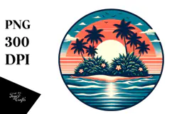 Retro Tropical Island Sunset, 20 oz Tumbler Product Image 1