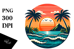 Retro Tropical Island Sunset 20 oz Tumbler PNG Product Image 1