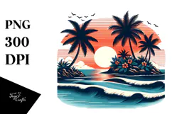 Retro Tropical Island Sunset, 20 oz Tumbler Product Image 1