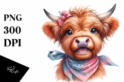Cow Enthusiastic Cow with Bandana Clipart Product Image 1