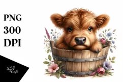 Cute Baby Highland Cow PNG Product Image 3