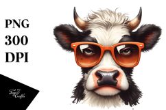 Funny Cow with Sunglasses Watercolor Product Image 1