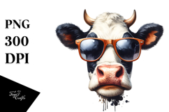 Funny Cow with Sunglasses Watercolor Product Image 1