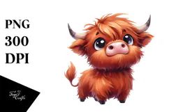 Expressive Funny Highland Cow PNG Product Image 1