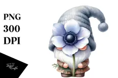 Cute Gnome with Lilac Floral Ornament PNG Product Image 1
