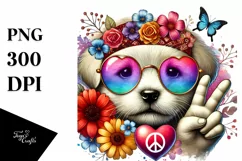 Puppy with Heart Sunglasses PNG Product Image 1