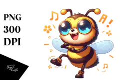 Goofy Cartoon Bee Dancing PNG Product Image 1