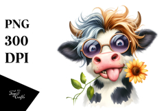 Funny Cow with Party Hat PNG Product Image 1