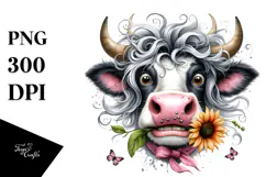 Funny Cow with Party Hat PNG Product Image 1