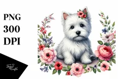 West Highland White Terrier Funny Sitting Floral Frame | Product Image 1
